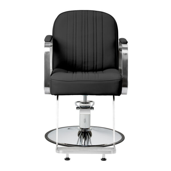 Scaun coafor Gabbiano Acri cu cusături decorative și suport picioare, negru, imaginea 2