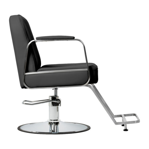 Scaun coafor Gabbiano Acri cu cusături decorative și suport picioare, negru, imaginea 4