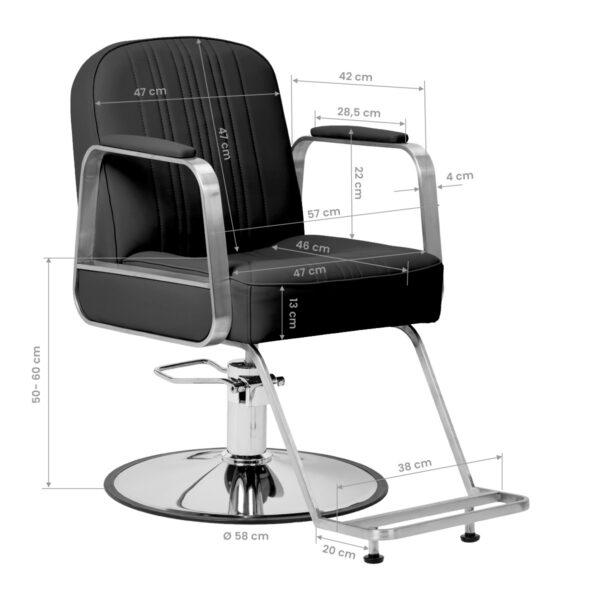 Scaun coafor Gabbiano Acri cu cusături decorative și suport picioare, negru, imaginea 10