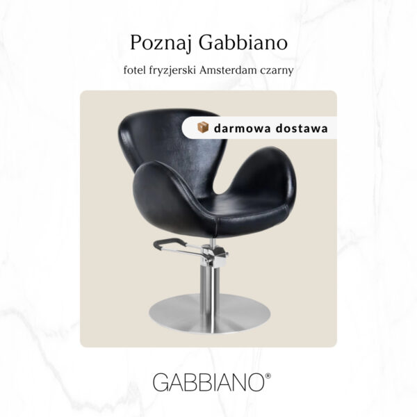 Scaun coafor Gabbiano Amsterdam cu tapițerie din piele ecologică, negru, imaginea 3