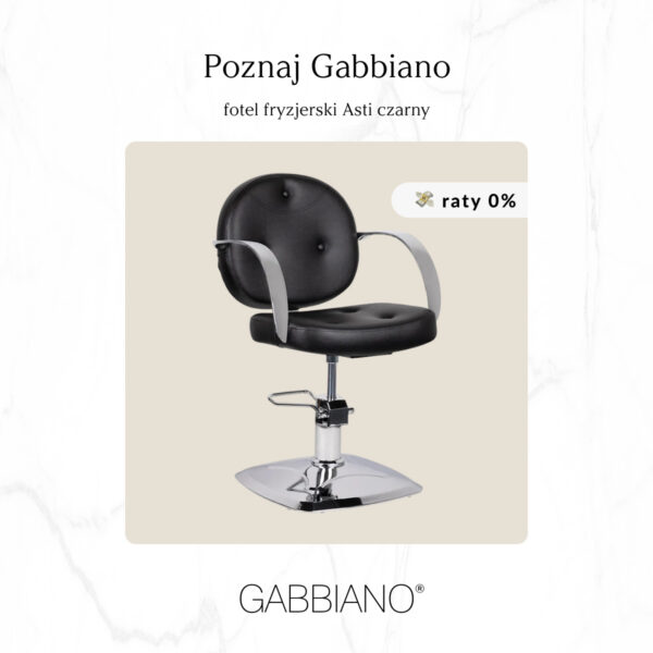 Scaun coafor Gabbiano Asti reglabil pe înălțime, negru, imaginea 8