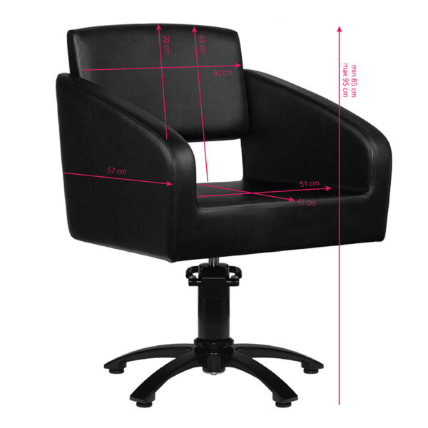 Scaun coafor Gabbiano Bergen, piele ecologică, negru, negru, imaginea 5