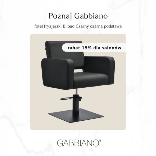 Scaun coafor Gabbiano Bilbao hidraulic, cu bază pătrată neagră, negru, imaginea 8
