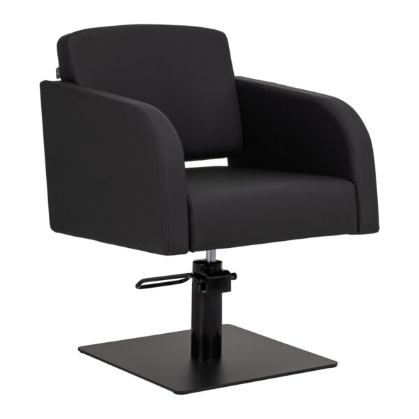 Scaun coafor Gabbiano Elda hidraulic cu bază pătrată, reglaj 42-60 cm, negru