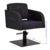 Scaun coafor Gabbiano Elda hidraulic cu bază pătrată, reglaj 42-60 cm, negru, imaginea 9