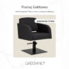 Scaun coafor Gabbiano Elda hidraulic cu bază pătrată, reglaj 42-60 cm, negru, imaginea 10