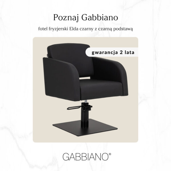 Scaun coafor Gabbiano Elda hidraulic cu bază pătrată, reglaj 42-60 cm, negru, imaginea 10