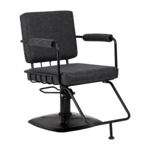 Scaun coafor Gabbiano Katania Loft, piele ecologică Old Leather, negru