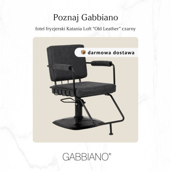 Scaun coafor Gabbiano Katania Loft, piele ecologică Old Leather, negru, imaginea 10