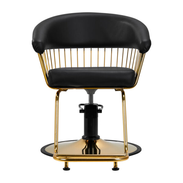 Scaun coafor Gabbiano Lille cu bază aurie, negru, negru, imaginea 3