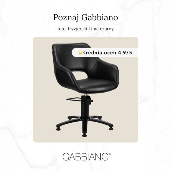 Scaun coafor Gabbiano Lima cu bază în stea, negru, negru, imaginea 8