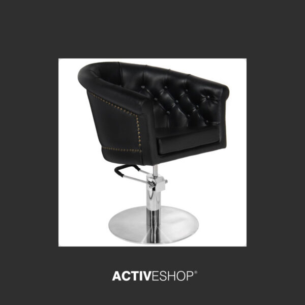 Scaun coafor Gabbiano London cu bază rotundă din inox, negru, negru, imaginea 3