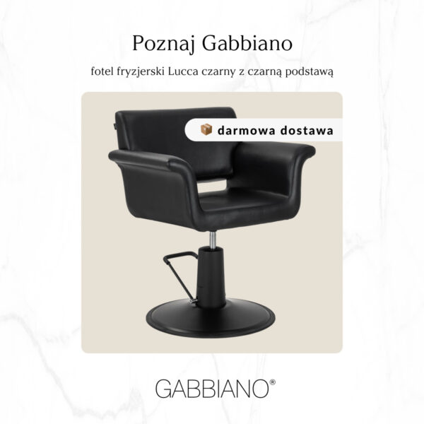 Scaun coafor Gabbiano Lucca hidraulic cu cotiere curbate, negru, imaginea 10