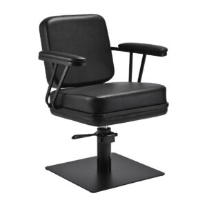 Scaun coafor Gabbiano Madrid hidraulic, bază pătrată, negru, negru, imaginea 1 Scaun coafor Gabbiano Madrid hidraulic, bază pătrată, negru, negru, imaginea 1