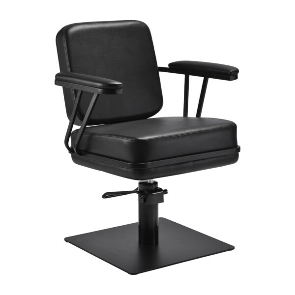 Scaun coafor Gabbiano Madrid hidraulic, bază pătrată, negru, negru, imaginea 1