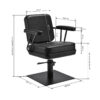 Scaun coafor Gabbiano Madrid hidraulic, bază pătrată, negru, negru, imaginea 7