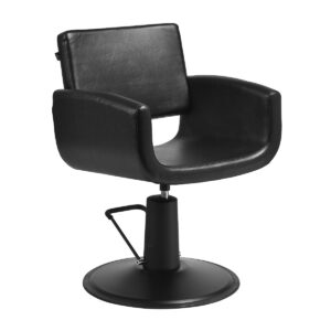 Scaun coafor Gabbiano Mataro hidraulic cu linii rotunjite, negru