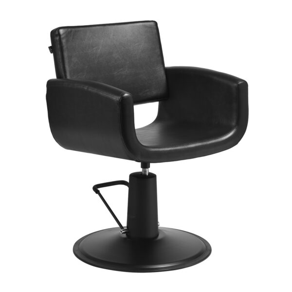 Scaun coafor Gabbiano Mataro hidraulic cu linii rotunjite, negru