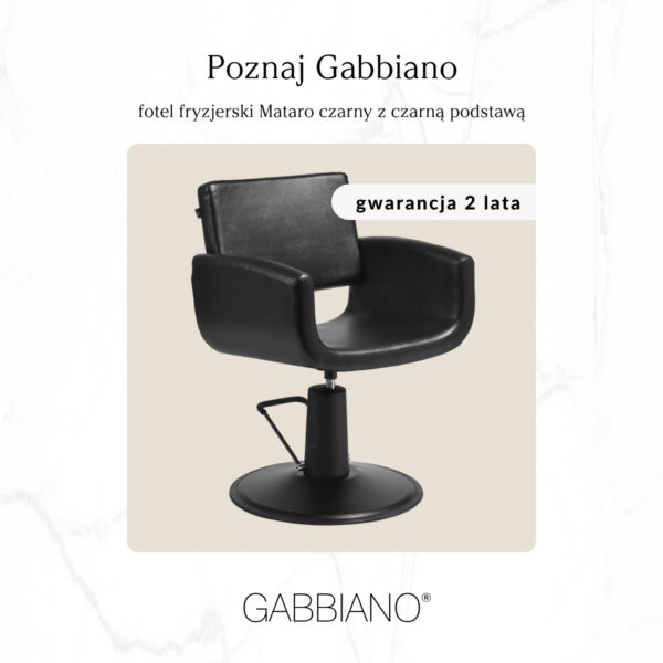 Scaun coafor Gabbiano Mataro hidraulic cu linii rotunjite, negru, imaginea 8