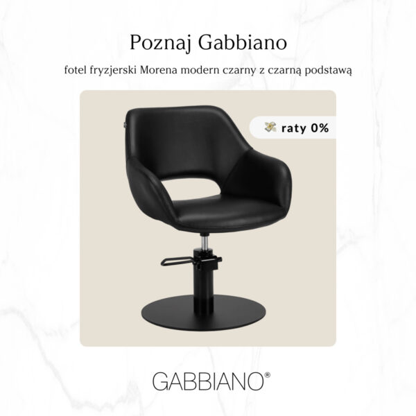 Scaun coafor Gabbiano Morena Modern hidraulic, bază rotundă mată, negru, imaginea 9