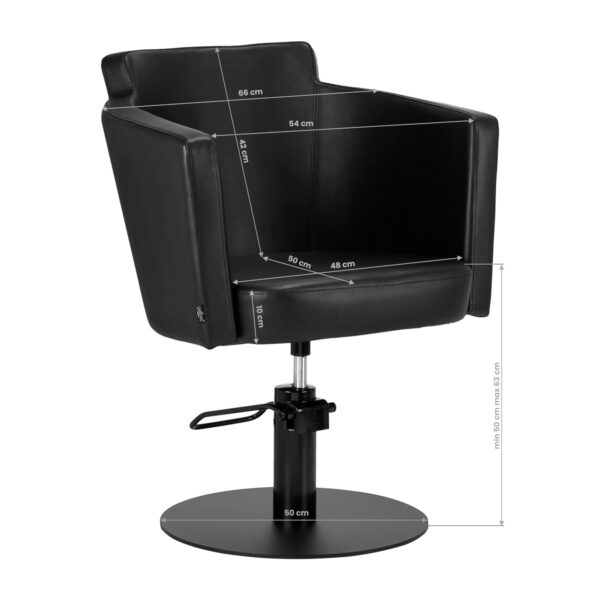 Scaun coafor Gabbiano Roma cu bază asortată, negru, negru, imaginea 8