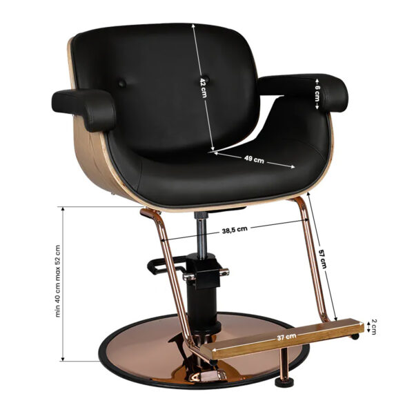 Scaun coafor Gabbiano Venice cu design original, negru, negru, imaginea 6