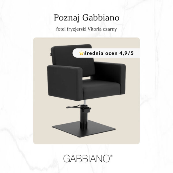 Scaun coafor Gabbiano Vitoria hidraulic cu bază pătrată, negru, imaginea 10