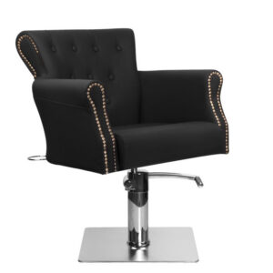 Scaun coafor Hair System BER 8541 cu bază pătrată inox, negru, negru, imaginea 1