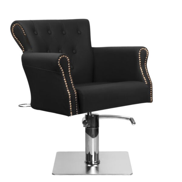 Scaun coafor Hair System BER 8541 cu bază pătrată inox, negru, negru, imaginea 1