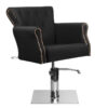 Scaun coafor Hair System BER 8541 cu bază pătrată inox, negru, negru, imaginea 2