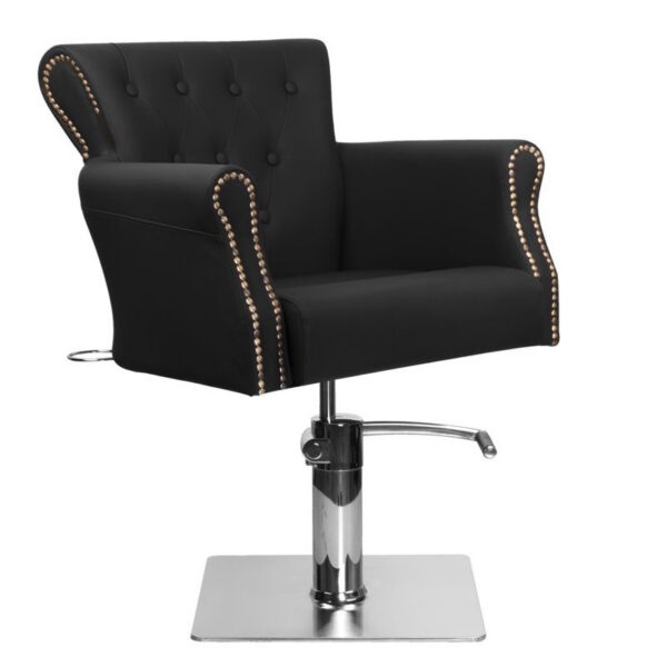 Scaun coafor Hair System BER 8541 cu bază pătrată inox, negru, negru, imaginea 2