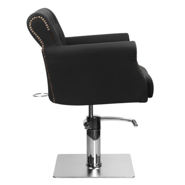 Scaun coafor Hair System BER 8541 cu bază pătrată inox, negru, negru, imaginea 3