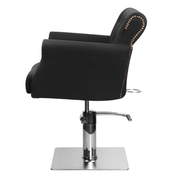 Scaun coafor Hair System BER 8541 cu bază pătrată inox, negru, negru, imaginea 5