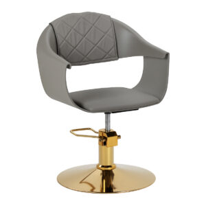 Scaun coafor Hair System Halo hidraulic, gri cu bază aurie, gri, imaginea 1