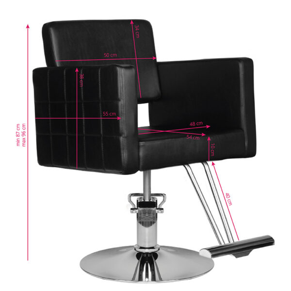 Scaun coafor Hair System HS33 modern, cu bază cromată, negru, negru, imaginea 5