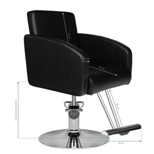 Scaun coafor Hair System HS40 cu bază cromată, negru, negru, imaginea 5