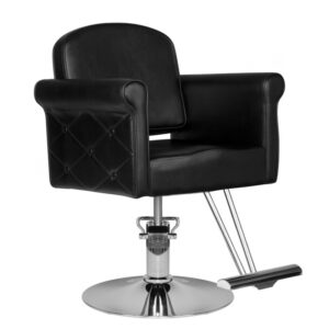 Scaun coafor Hair System HS69 modern, cu bază cromată, negru, negru, imaginea 1