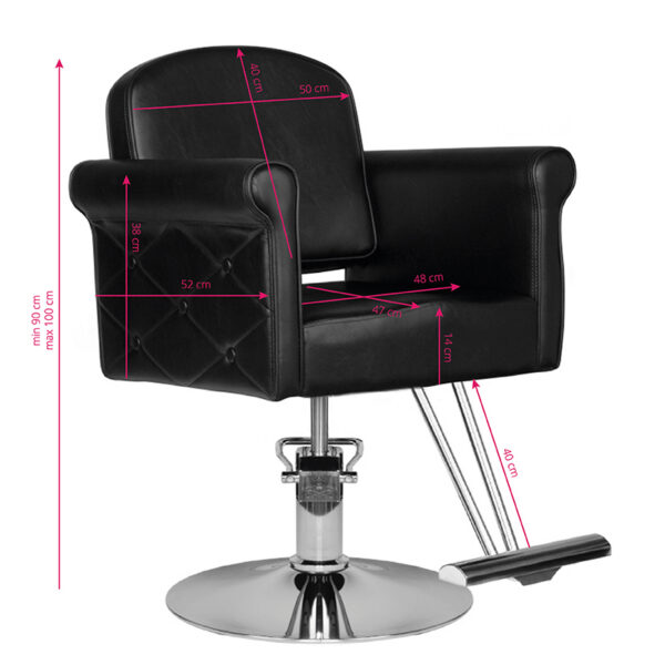 Scaun coafor Hair System HS69 modern, cu bază cromată, negru, negru, imaginea 5