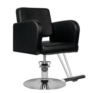 Scaun coafor Hair System HS92 cu bază cromată, negru, negru, imaginea 1