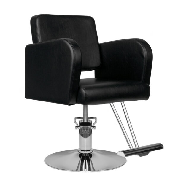 Scaun coafor Hair System HS92 cu bază cromată, negru, negru, imaginea 1