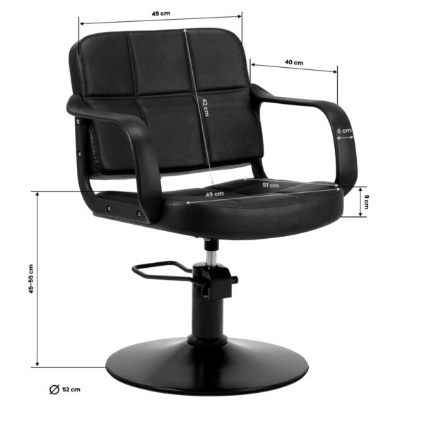 Scaun coafor Hair System Komodo hidraulic, 150 kg, negru, negru, imaginea 10