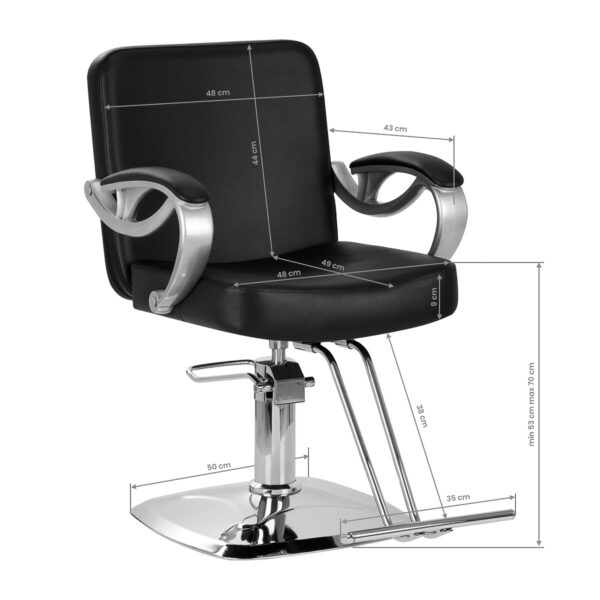 Scaun coafor Hair System ZA31 hidraulic, bază pătrată, negru, negru, imaginea 8