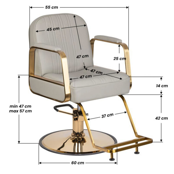 Scaun coafor hidraulic Gabbiano Acri Gold, bej, bej, imaginea 7