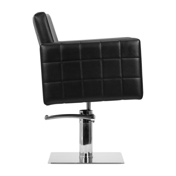 Scaun coafor hidraulic Gabbiano Ankara cu bază pătrată și rotire completă, negru, imaginea 3