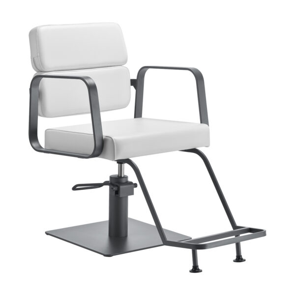 Scaun coafor hidraulic Gabbiano Porto, alb, cadru gri, alb, imaginea 1