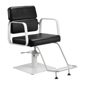 Scaun coafor hidraulic Gabbiano Porto, cadru alb, negru