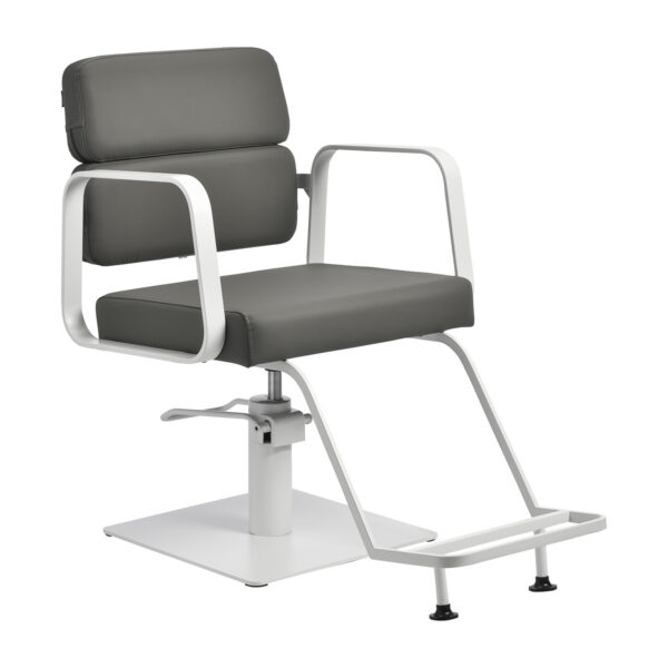 Scaun coafor hidraulic Gabbiano Porto, gri, cadru alb, alb, imaginea 1