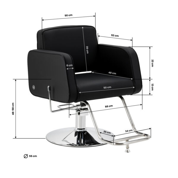 Scaun coafor Omega Andromeda cu cotiere late, negru, negru, imaginea 10