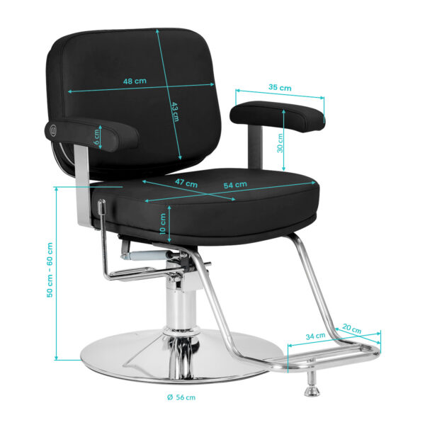 Scaun coafor Omega Astra Plus cu spătar rabatabil, negru, imaginea 10