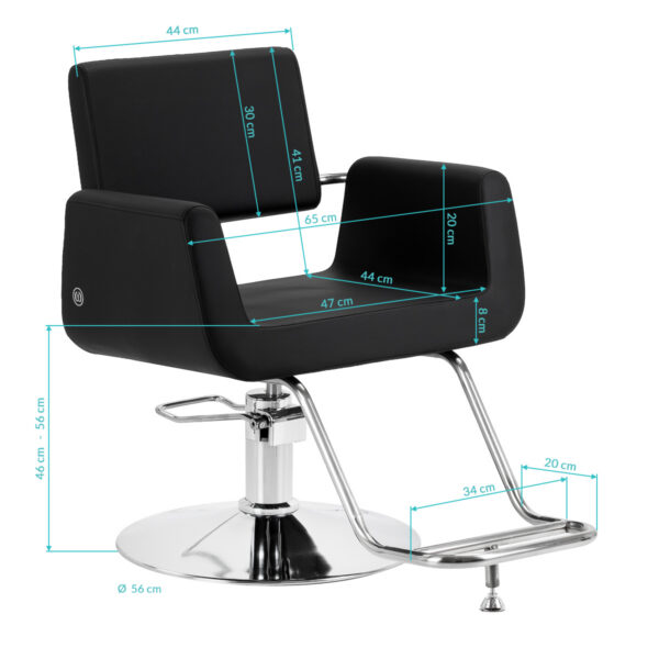 Scaun coafor Omega Lyra hidraulic, cu suport picioare, negru, negru, imaginea 10